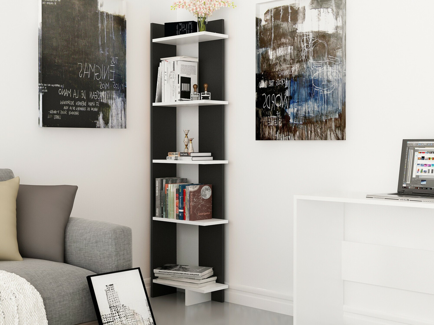 Estantería Kailua 1074 (Negro + Blanco)