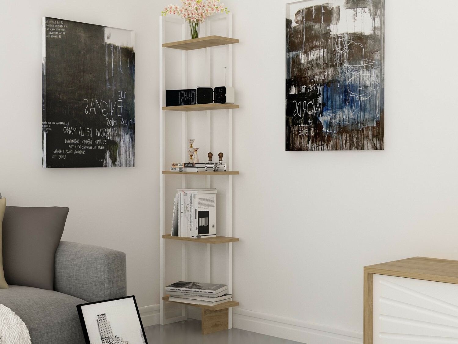 Estantería Kailua 1078 (Roble + Blanco)