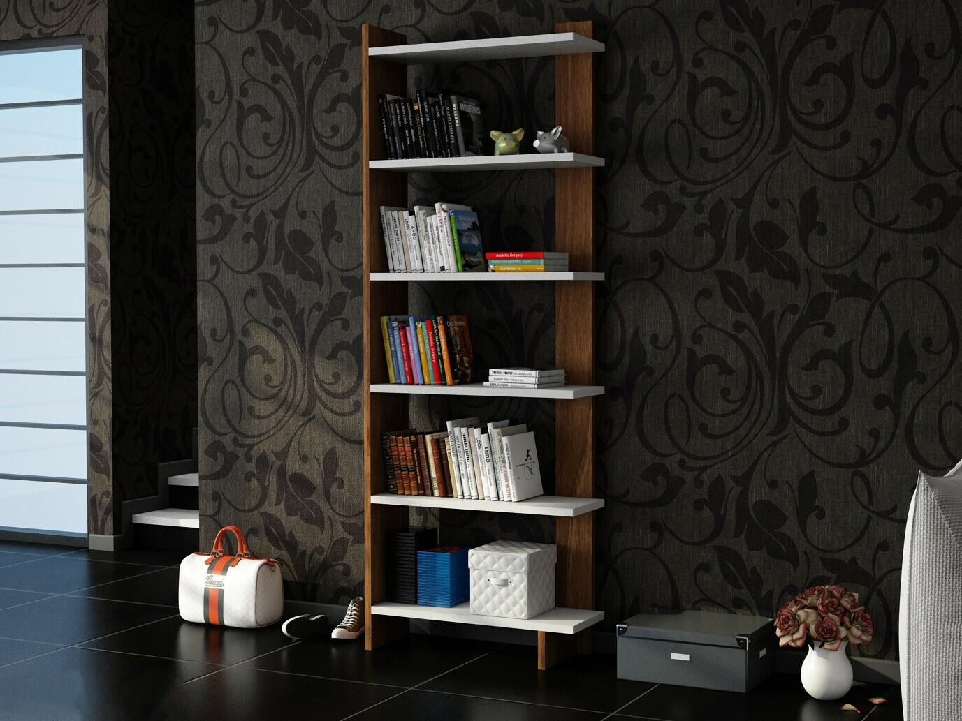 Estantería Kailua 1090 (Nogal + Blanco)