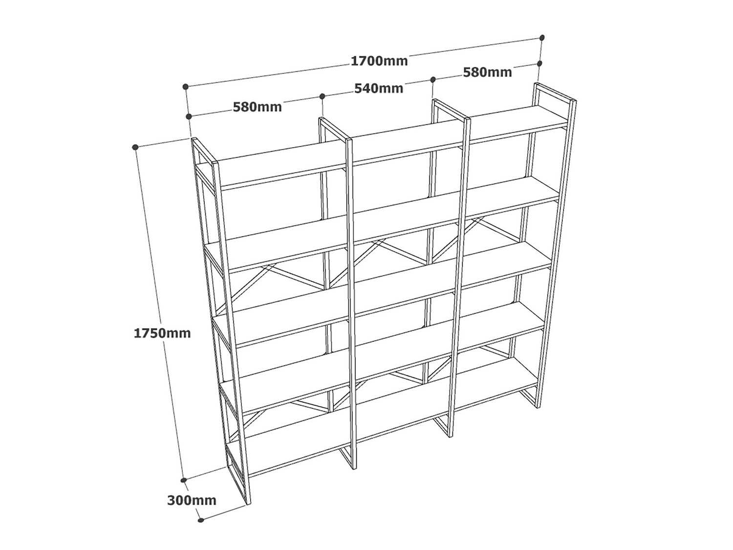 Estantería Kailua 1093 (Mármol blanco + Dorado)