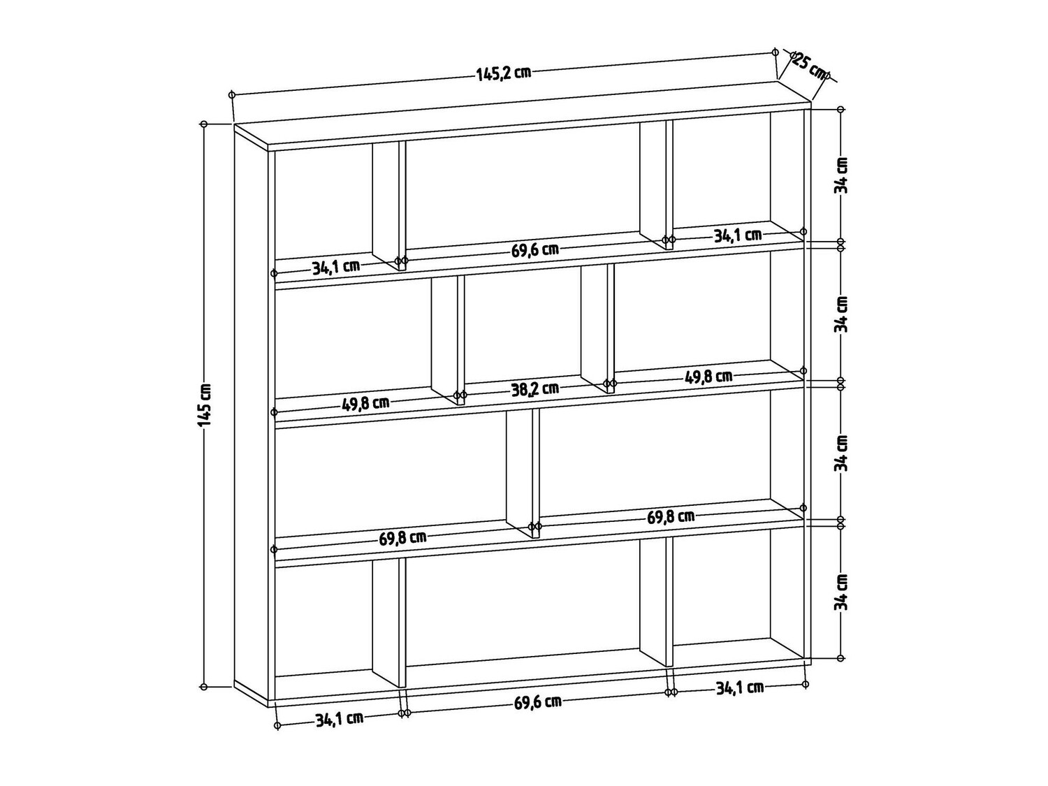 Estantería Kailua 1095 (Roble + Blanco)