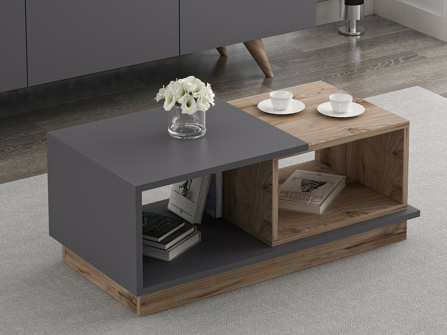 Mesa de centro Kailua 2582 (Antracita + Roble)