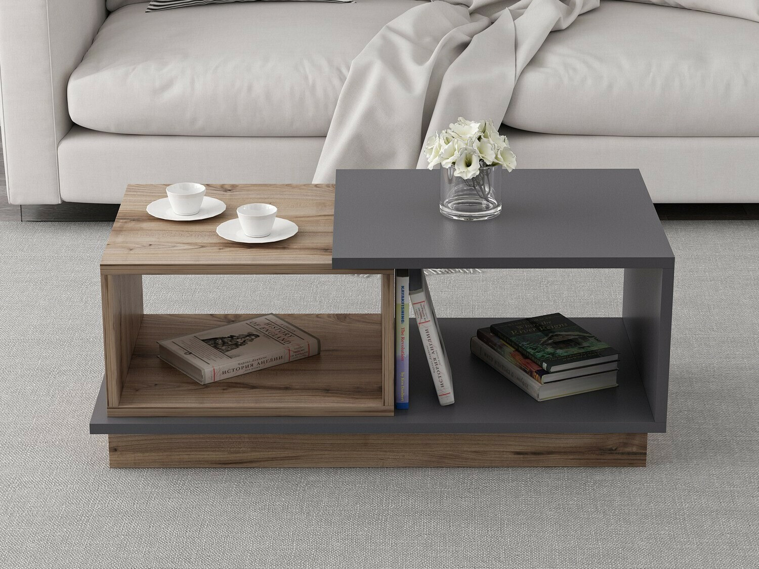 Mesa de centro Kailua 2582 (Antracita + Roble)