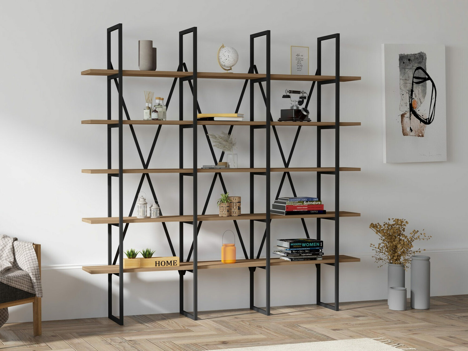 Estantería Kailua 1122 (Nogal + Negro)