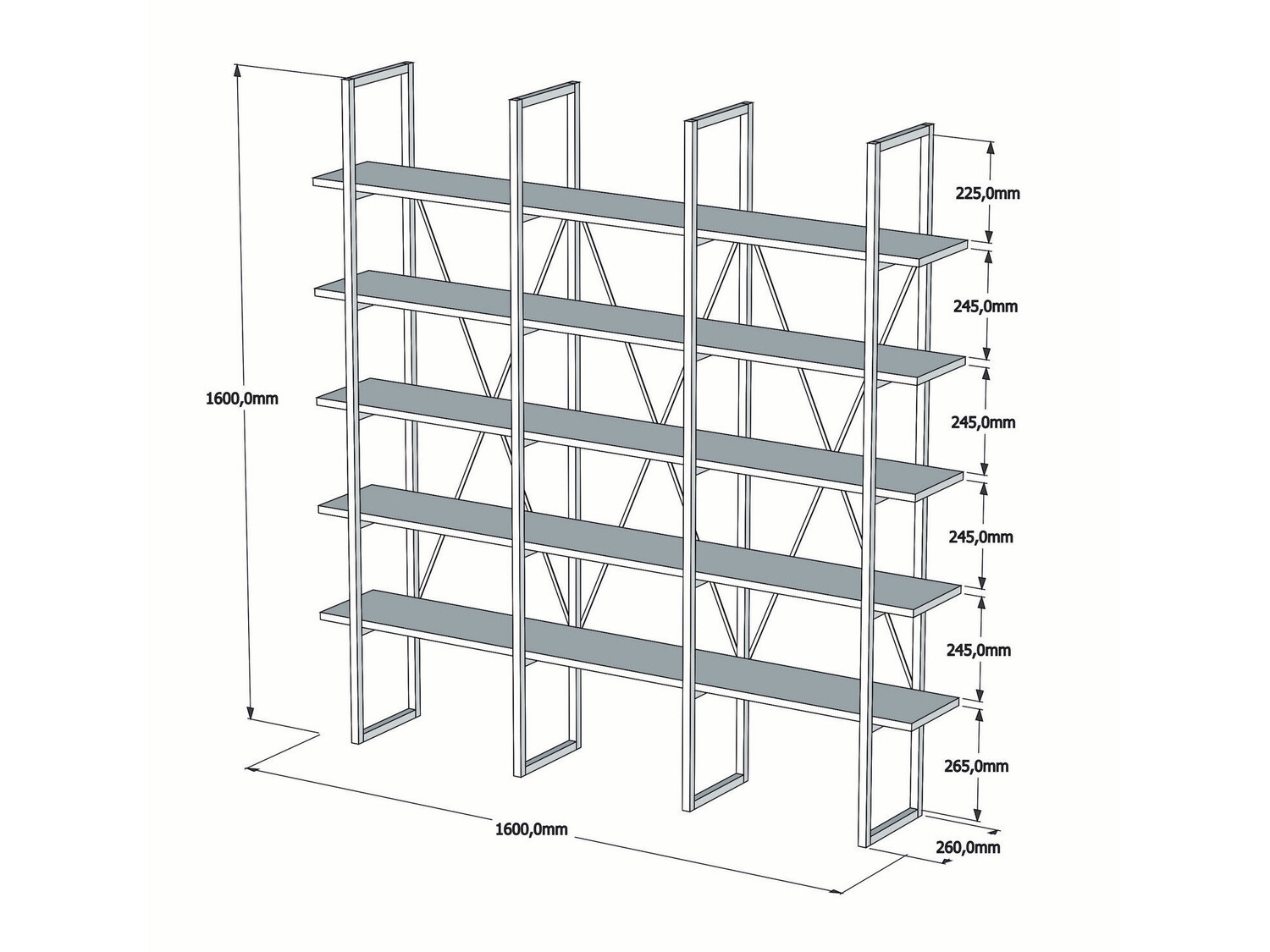 Estantería Kailua 1122 (Nogal + Negro)