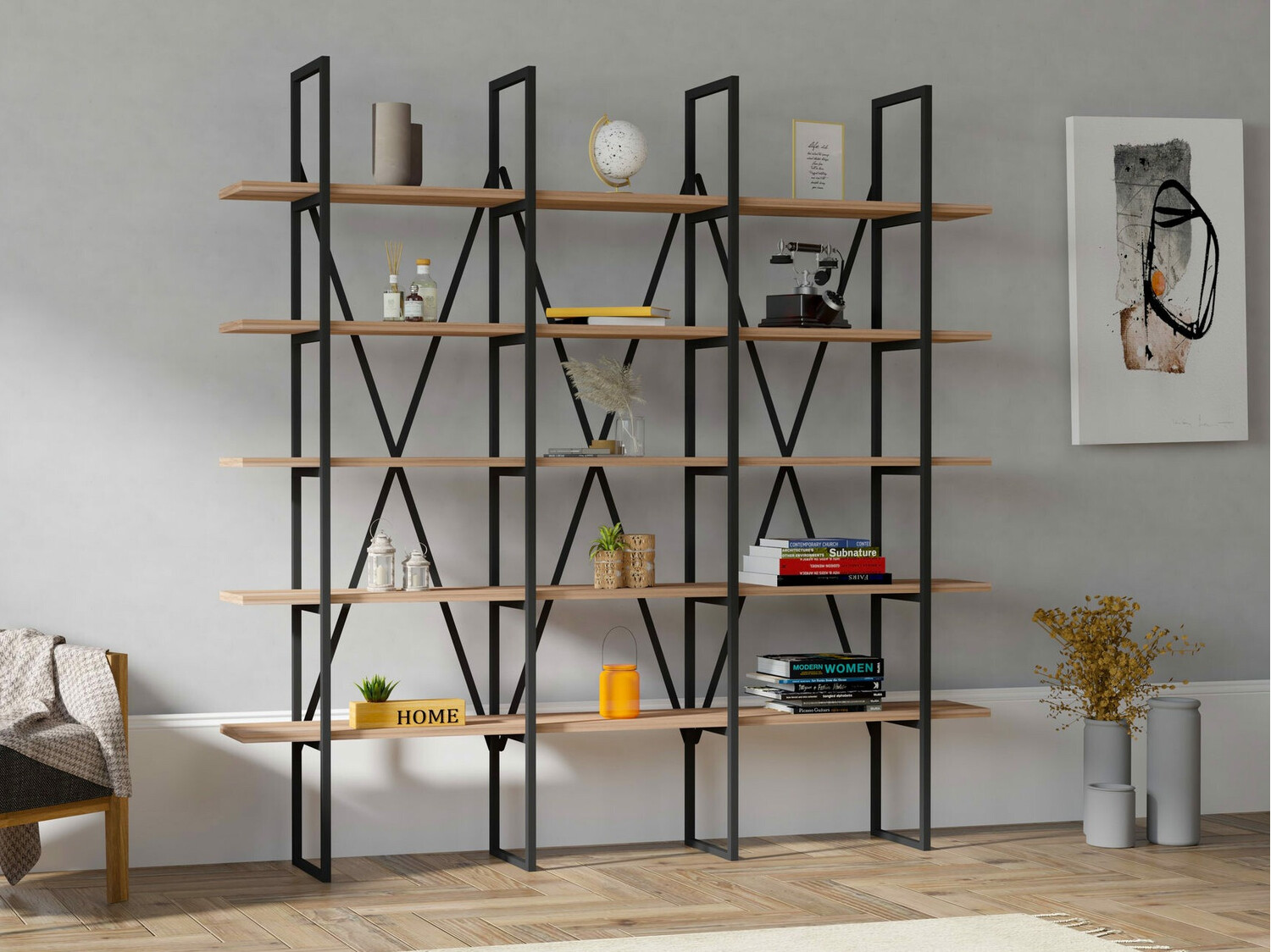 Estantería Kailua 1122 (Pino + Negro)