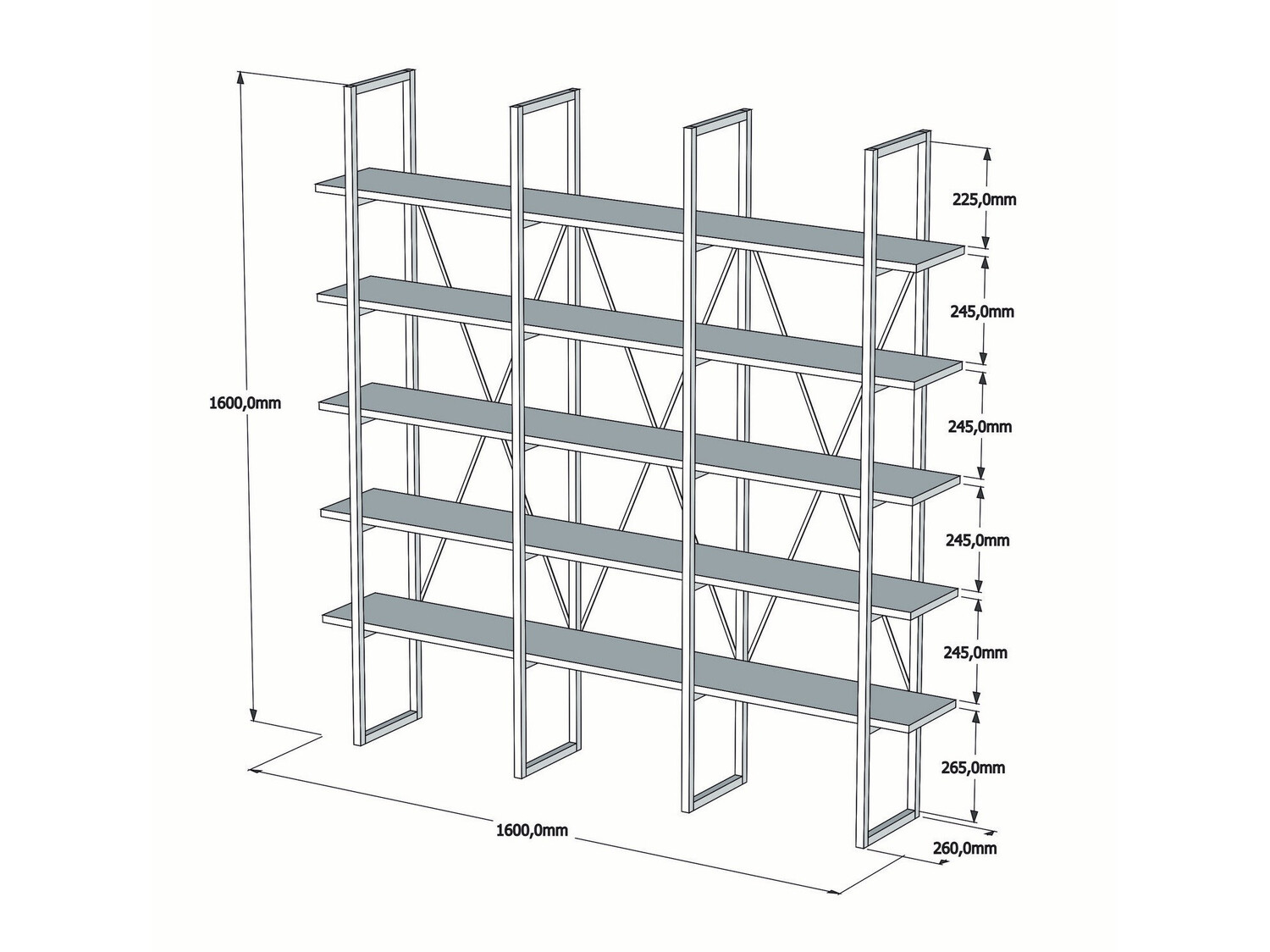 Estantería Kailua 1122 (Pino + Negro)