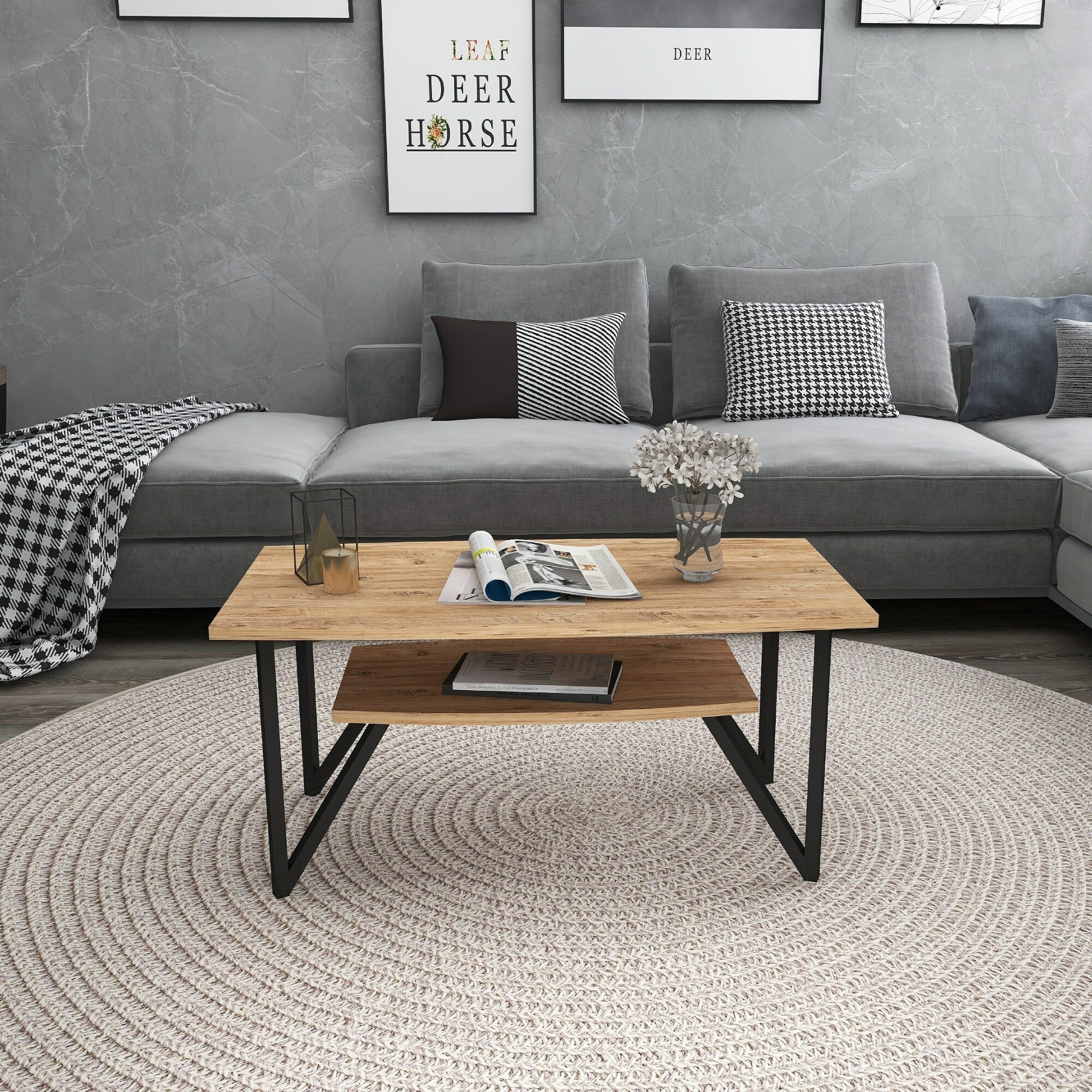 Mesa de centro Kailua 1137 (Negro + Pino)