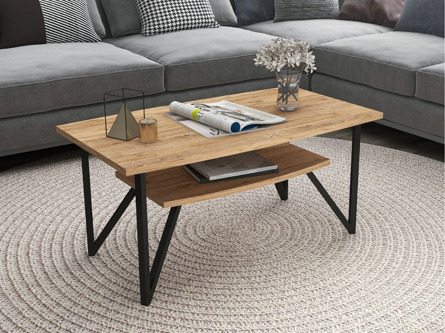 Mesa de centro Kailua 1137 (Negro + Pino)