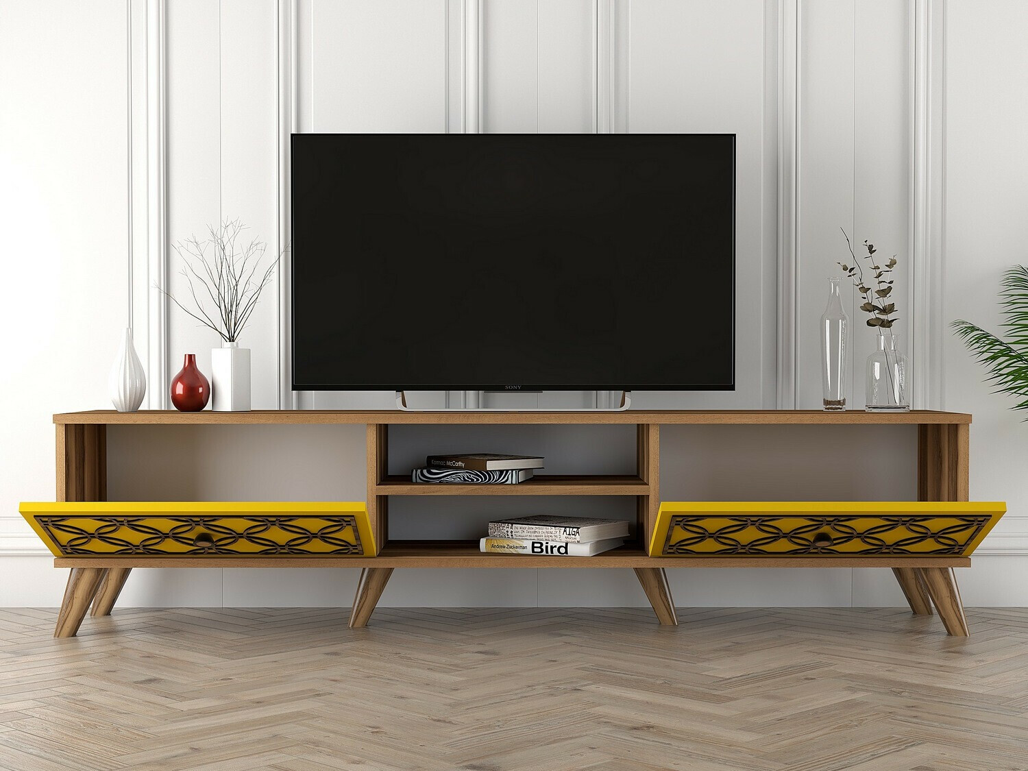 Mueble TV Kailua 1166 (Nogal + Amarillo)