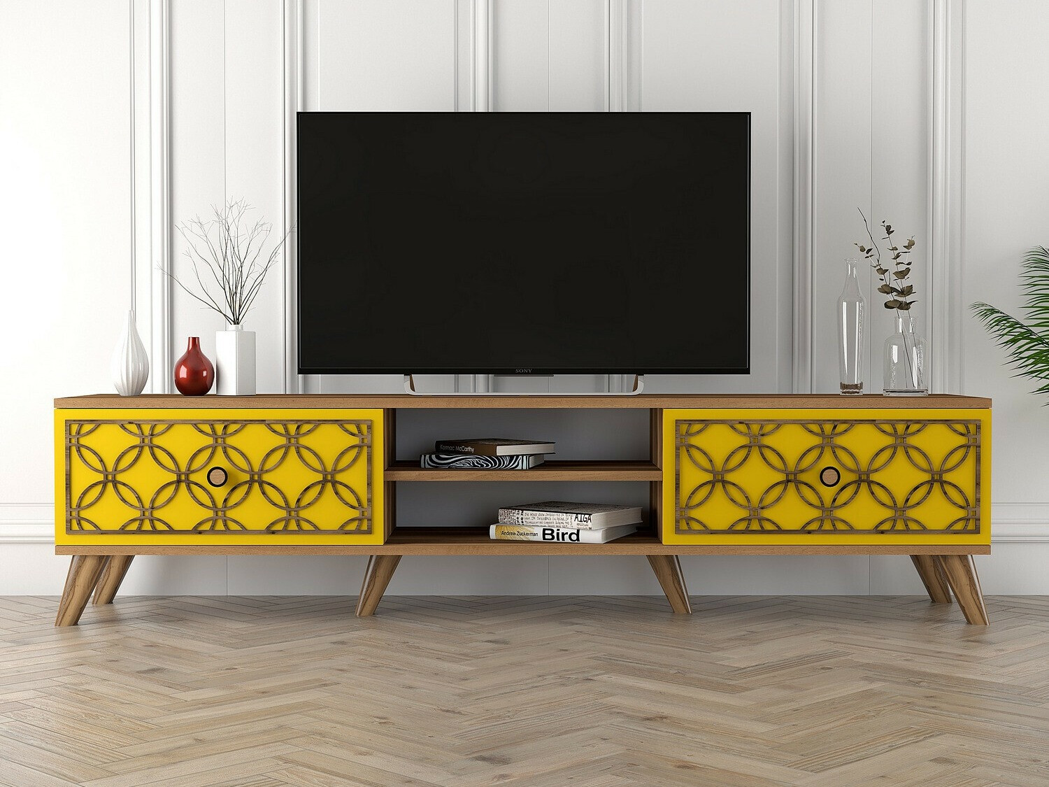 Mueble TV Kailua 1166 (Nogal + Amarillo)