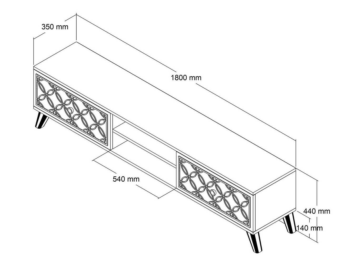 Mueble TV Kailua 1166 (Nogal + Amarillo)