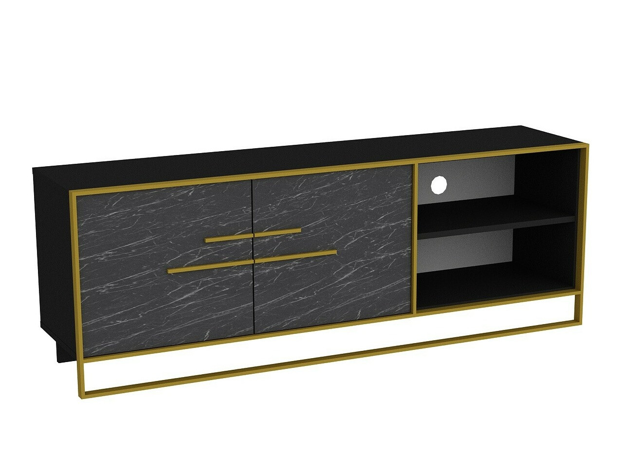 Mueble TV Kailua 1169 (Dorado + Mármol negro)