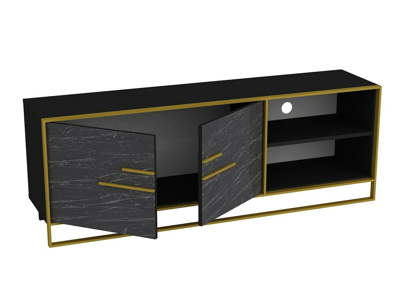 Mueble TV Kailua 1169 (Dorado + Mármol negro)