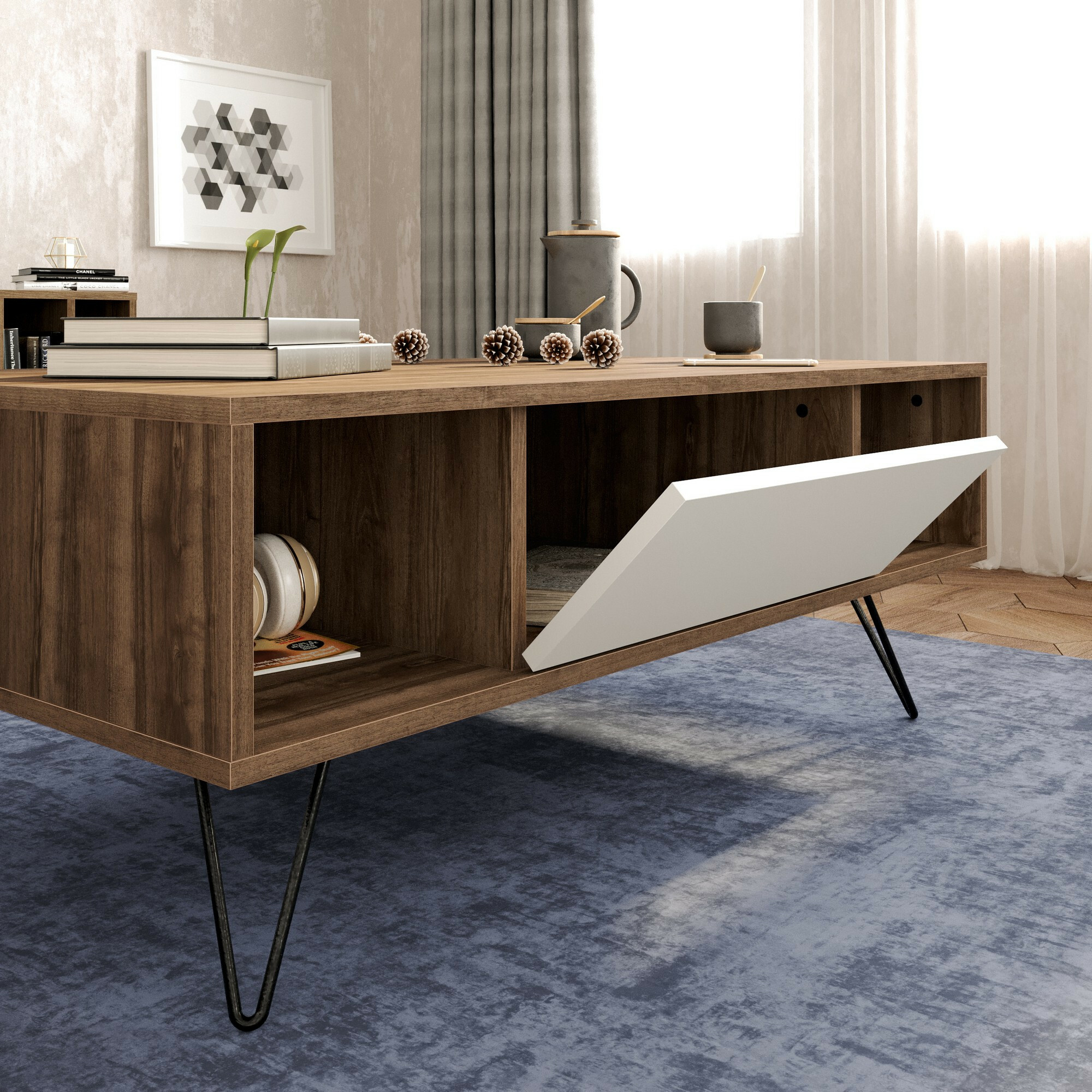 Mesa de centro Kailua 1211 (Blanco + Nogal)