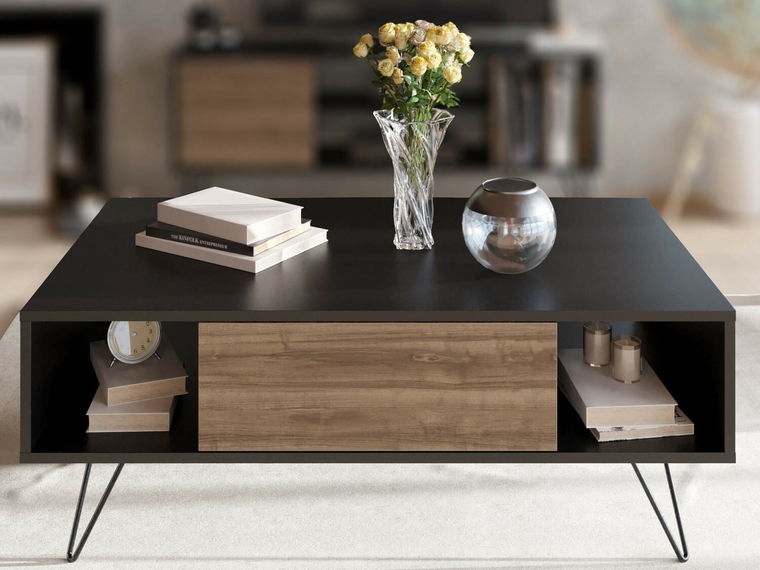 Mesa de centro Kailua 1211 (Negro + Nogal)