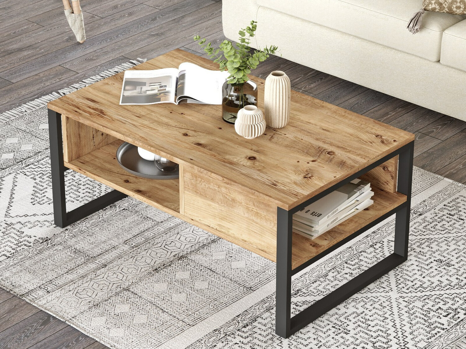 Mesa de centro Kailua 1220 (Negro + Pino)