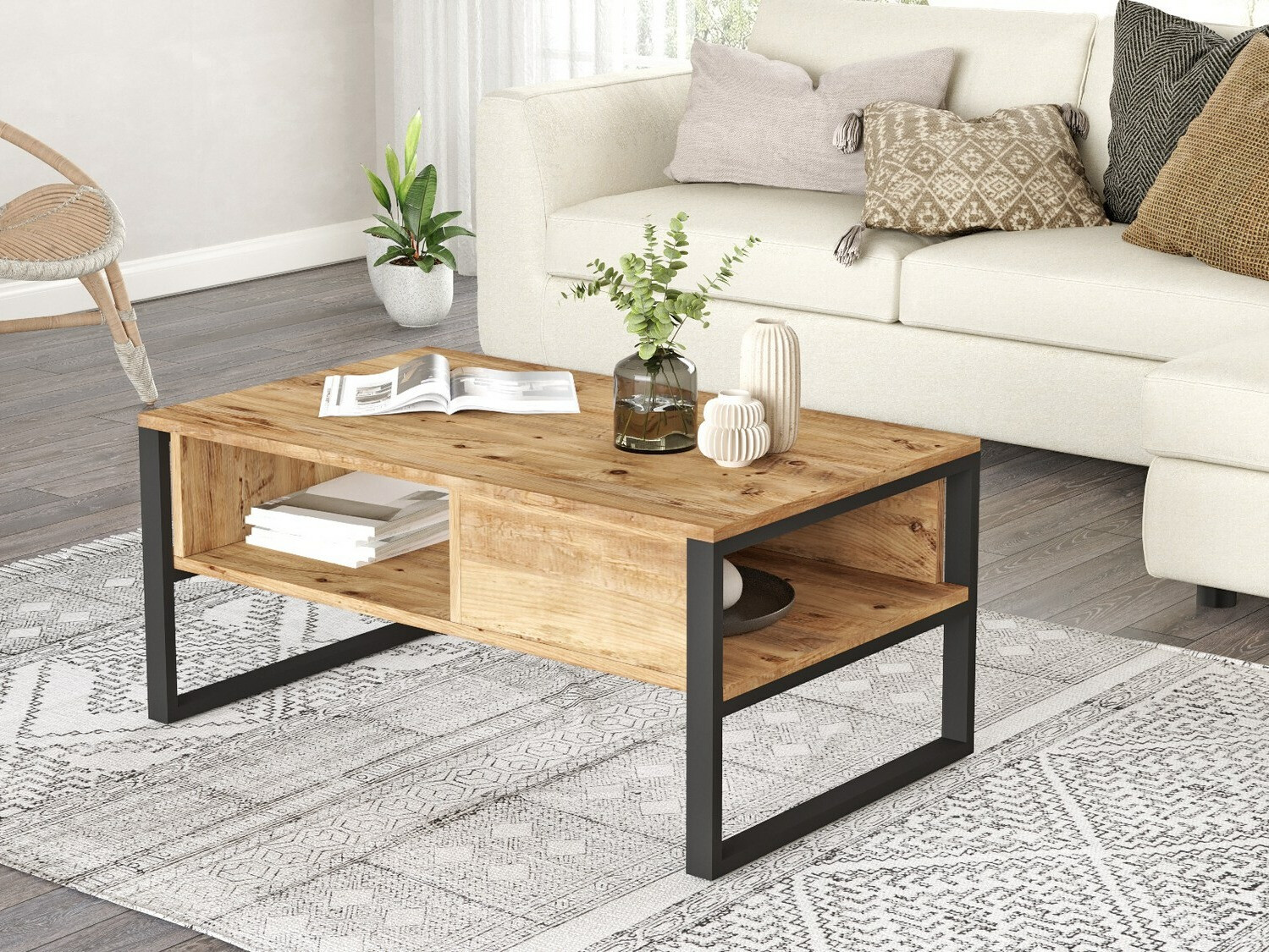 Mesa de centro Kailua 1220 (Negro + Pino)