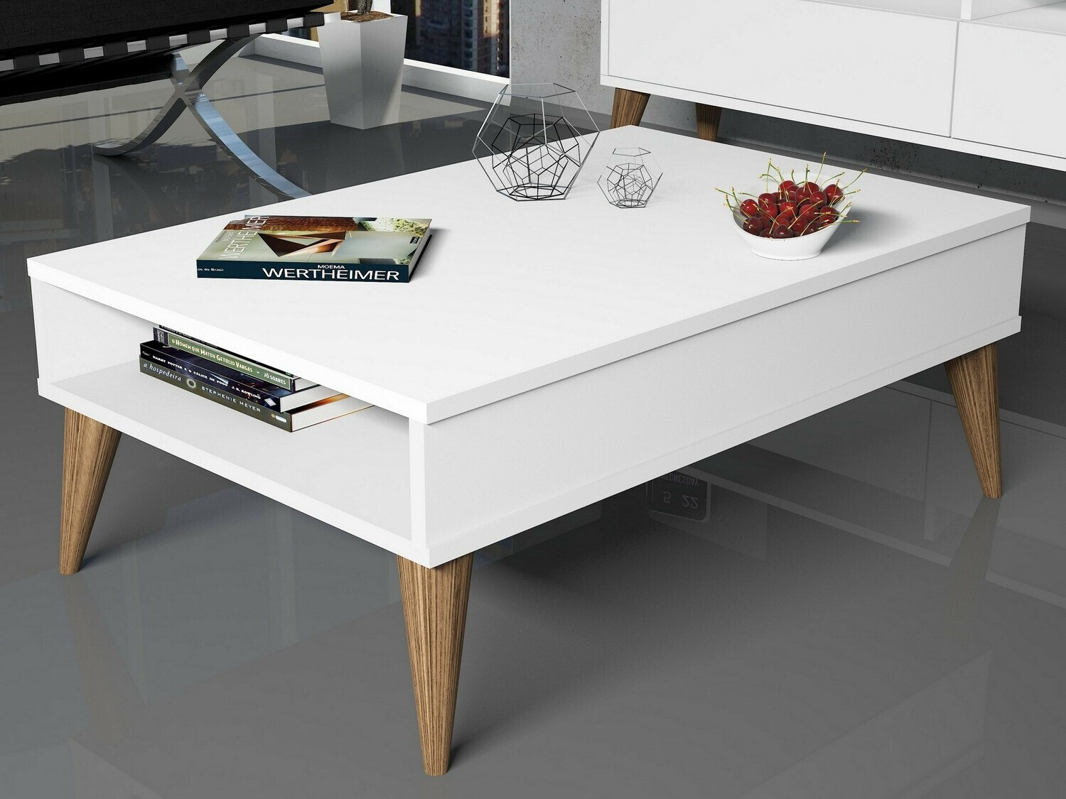 Mesa de centro Kailua 1232 (Blanco + Luminoso madera)