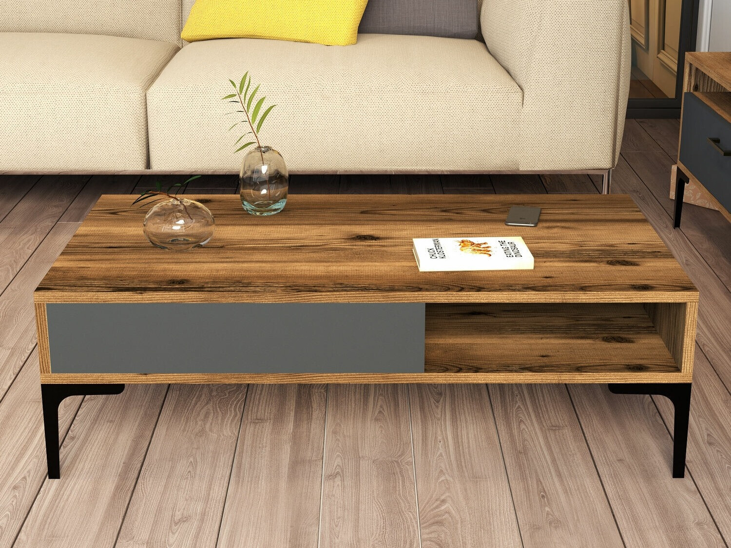 Mesa de centro Kailua 1239 (Antracita + Nogal)