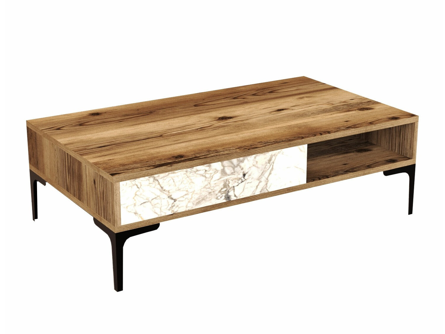 Mesa de centro Kailua 1239 (Nogal + Mármol blanco)