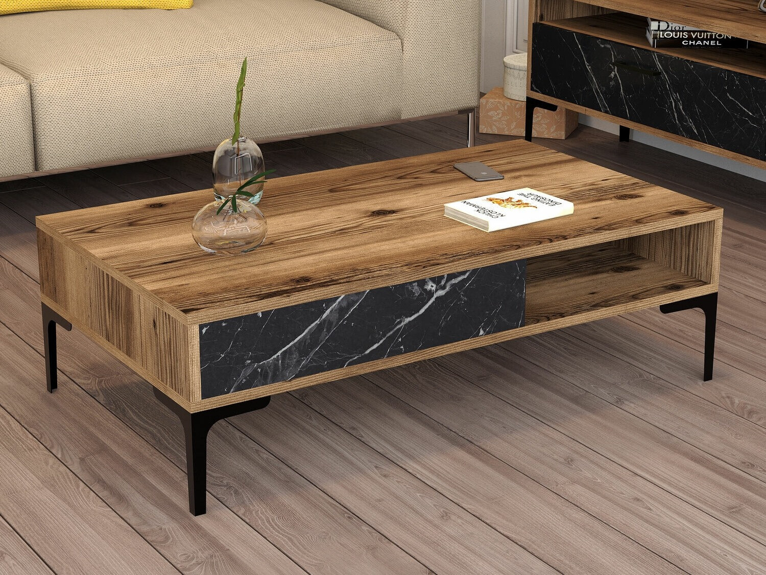 Mesa de centro Kailua 1239 (Nogal + Mármol negro)