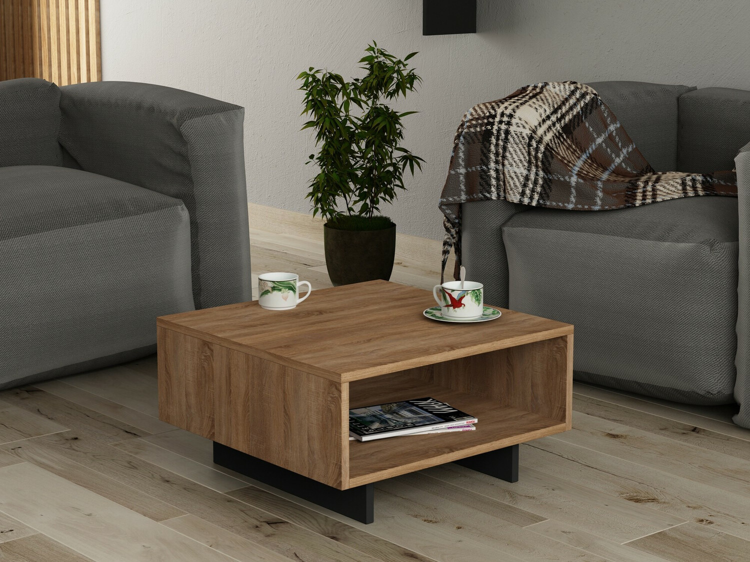 Mesa de centro Kailua 1241 (Antracita + Roble)