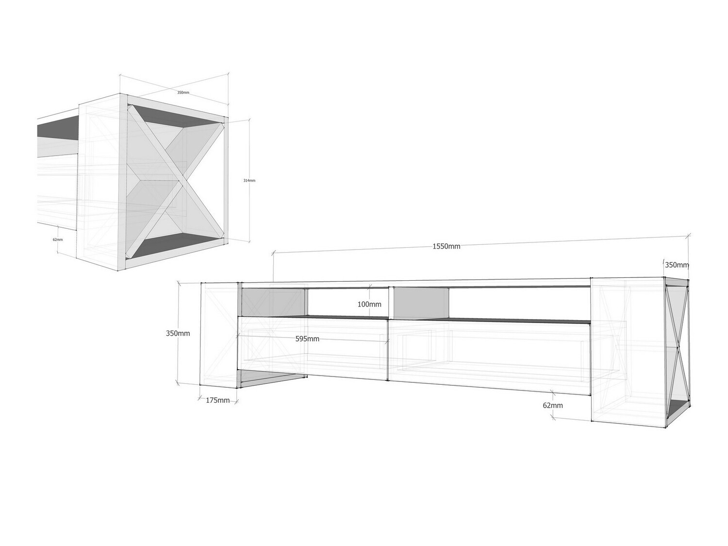Mueble TV Kailua 1240 (Blanco + Nogal)