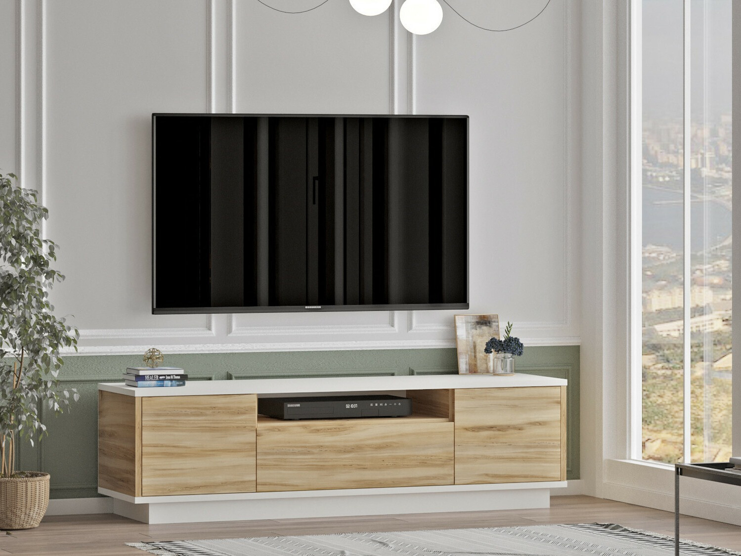Mueble TV Kailua 1259 (Blanco + Roble)