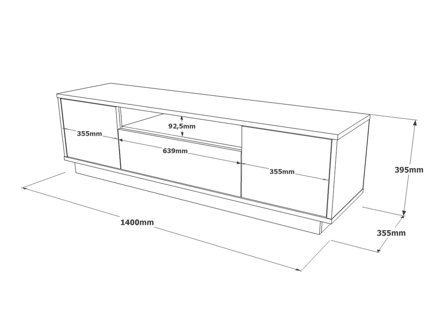 Mueble TV Kailua 1259 (Blanco + Roble)