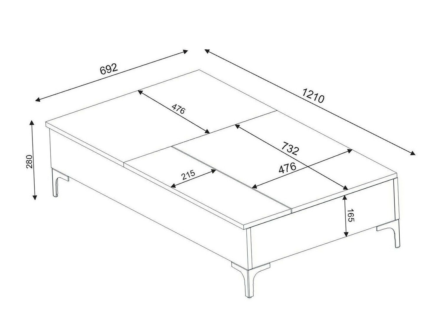 Mesa de centro convertible Kailua 1296 (Nogal)