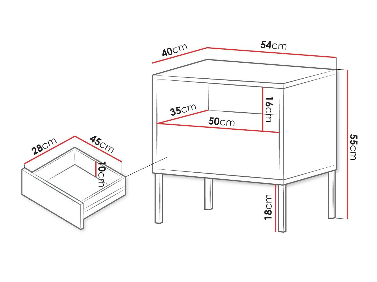 Mesilla de noche Verteni 101 (Blanco)