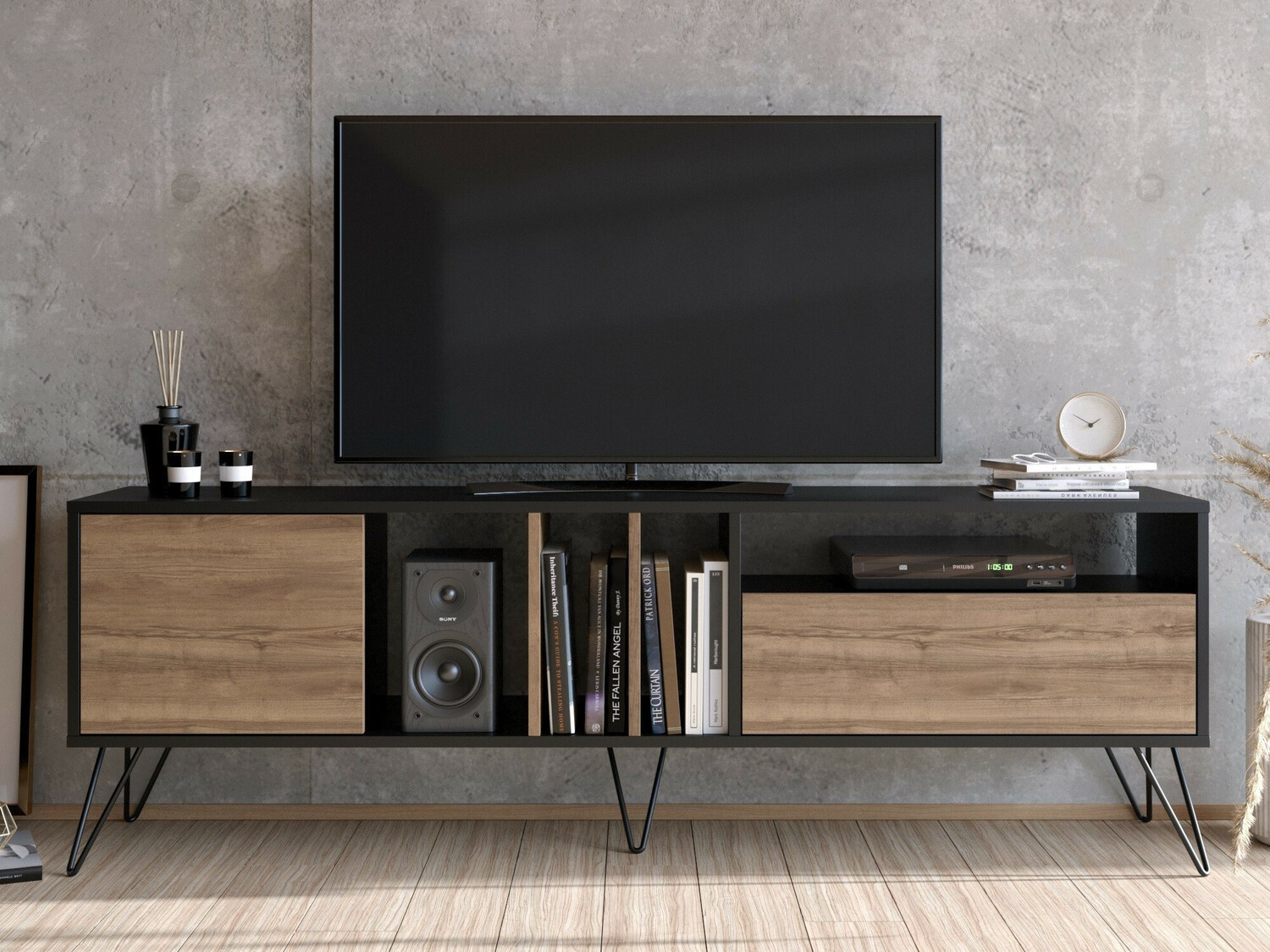 Mueble TV Kailua 1276 (Negro + Nogal)