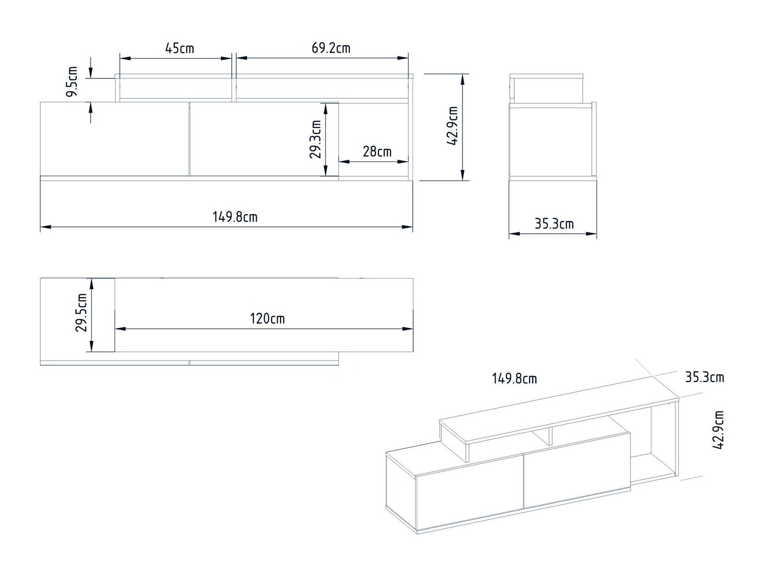 Mueble TV Kailua 1319 (Blanco + Nogal)