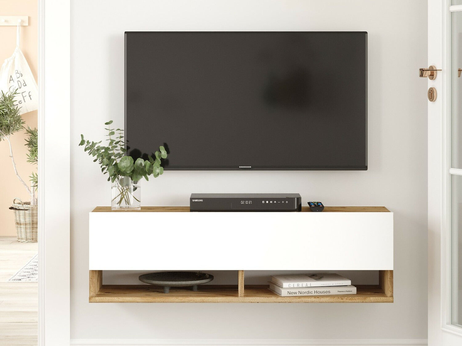 Mueble TV Kailua 1325 (Blanco + Pino)