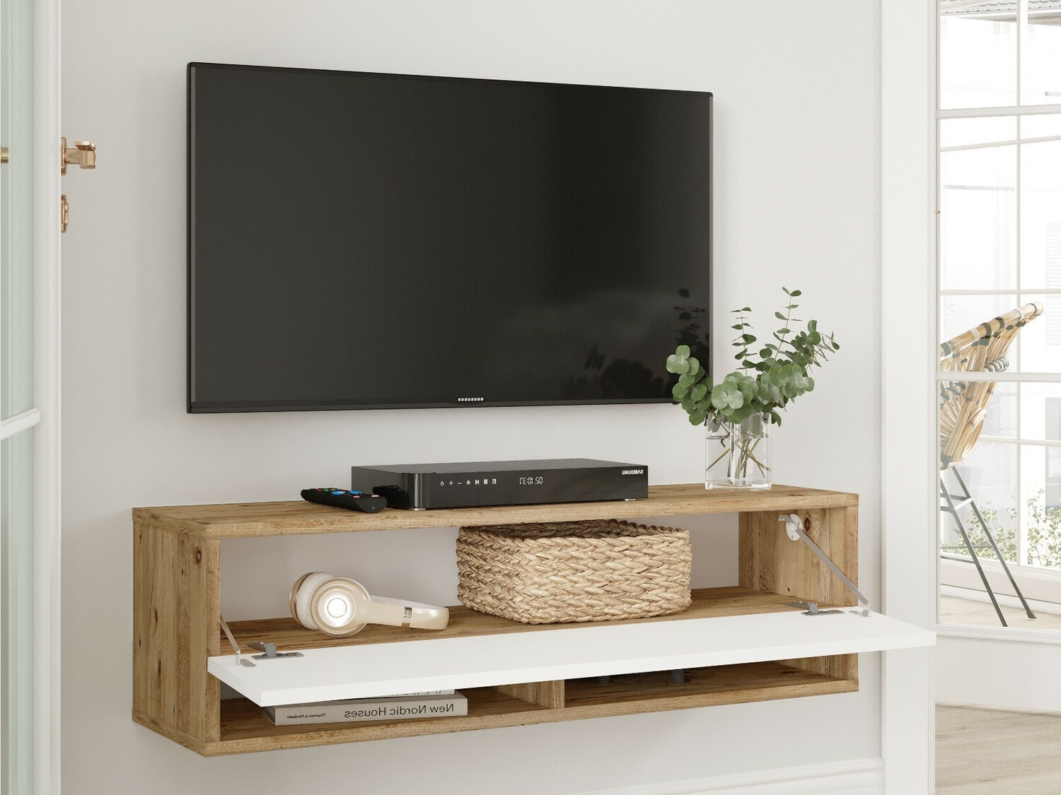 Mueble TV Kailua 1325 (Blanco + Pino)