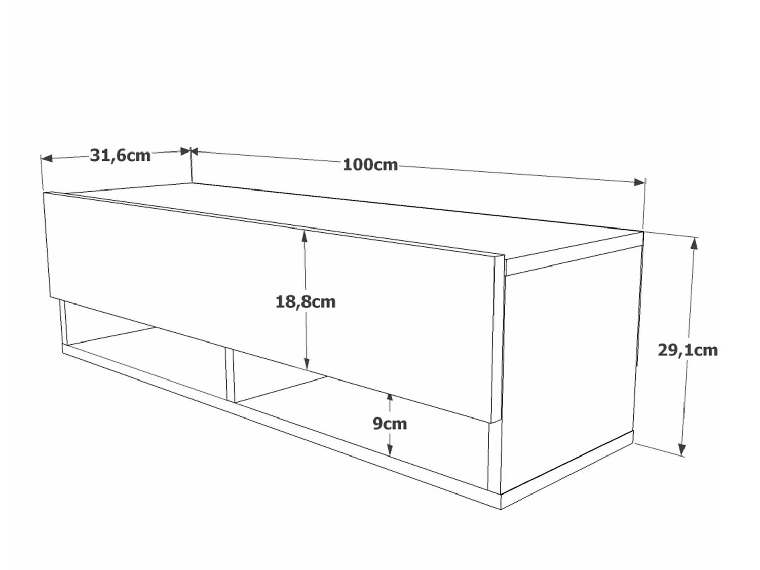 Mueble TV Kailua 1325 (Blanco + Pino)