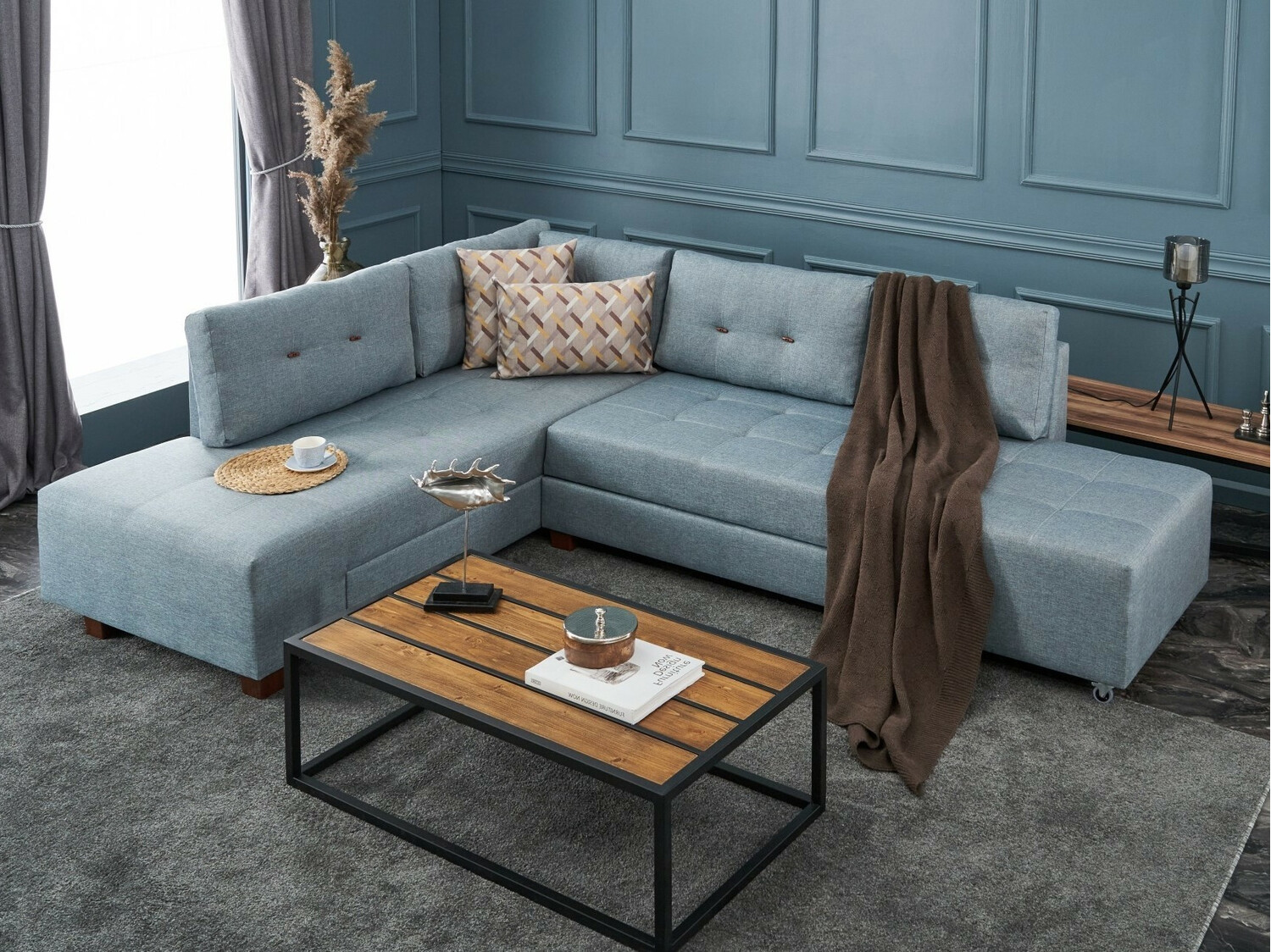 Sofá rinconero Altadena 296 (Azul claro)