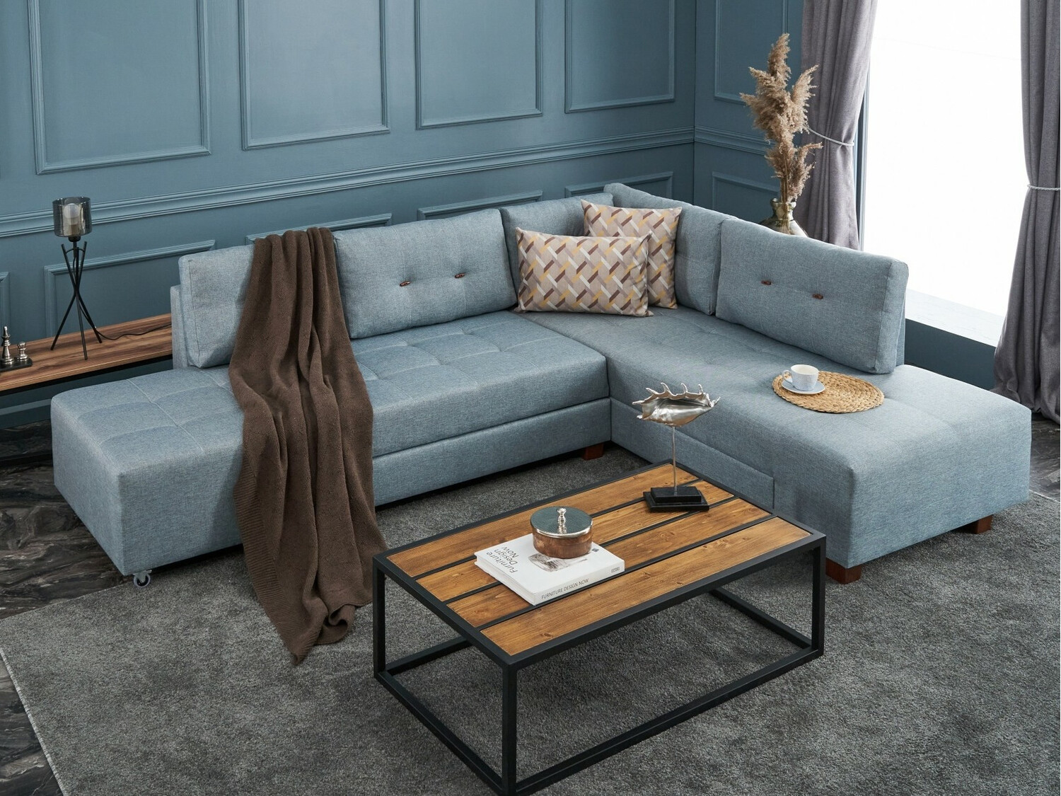 Sofá rinconero Altadena 296 (Azul claro)