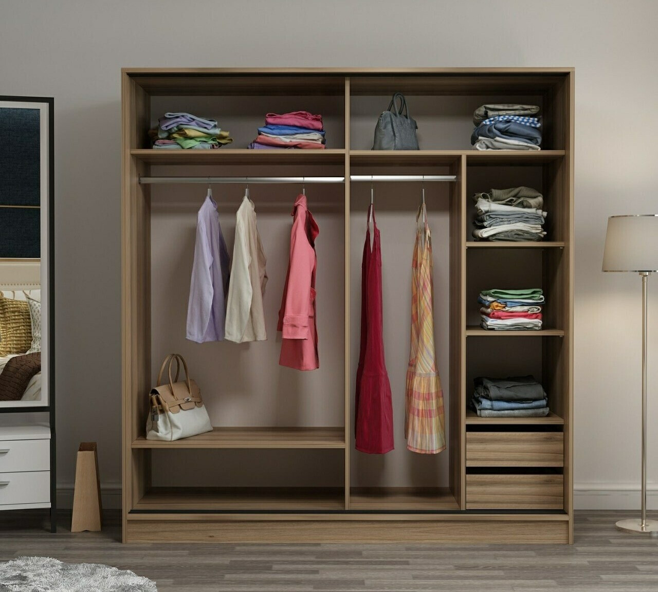 Armario Kailua T103 (Roble + Negro Mármol)