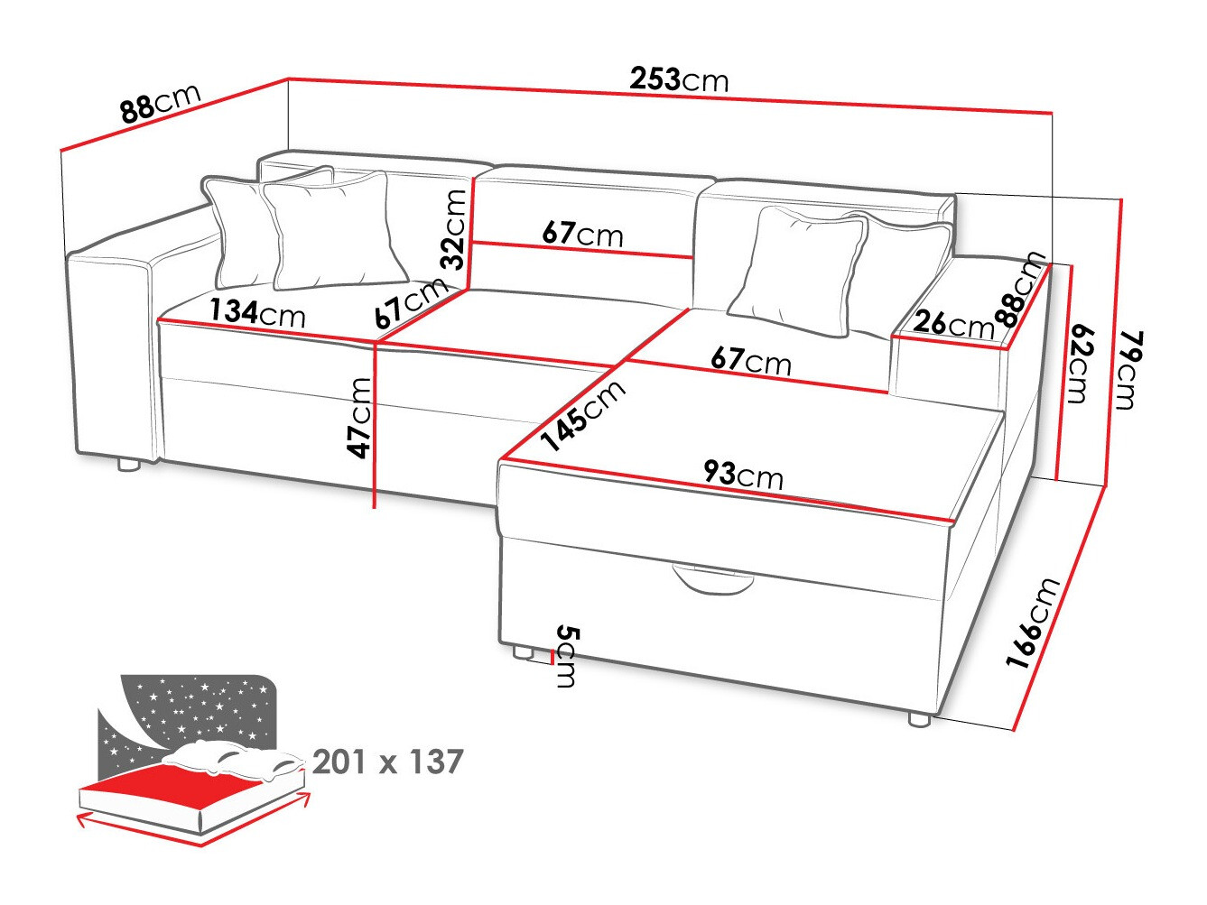 Sofá rinconero Clovis 116 (Poso 100)