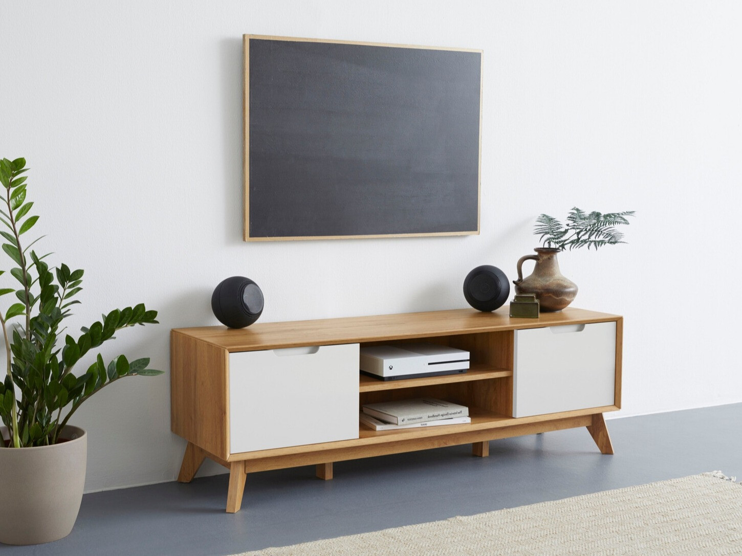 Mueble TV Dorvou 102 (Blanco + Roble)