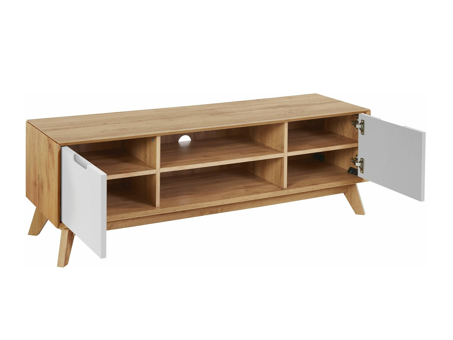 Mueble TV Dorvou 102 (Blanco + Roble)