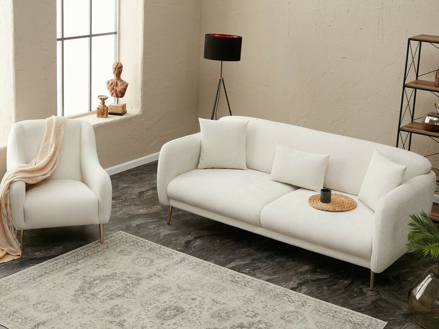 Sillón Altadena 308 (Crema + Dorado)