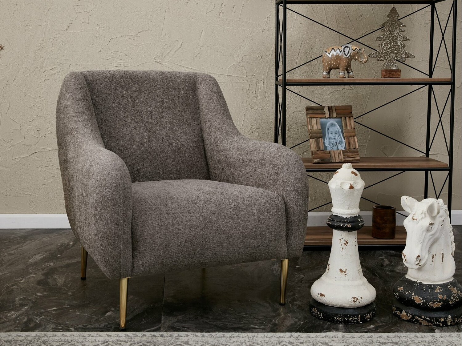 Sillón Altadena 308 (Gris + Dorado)