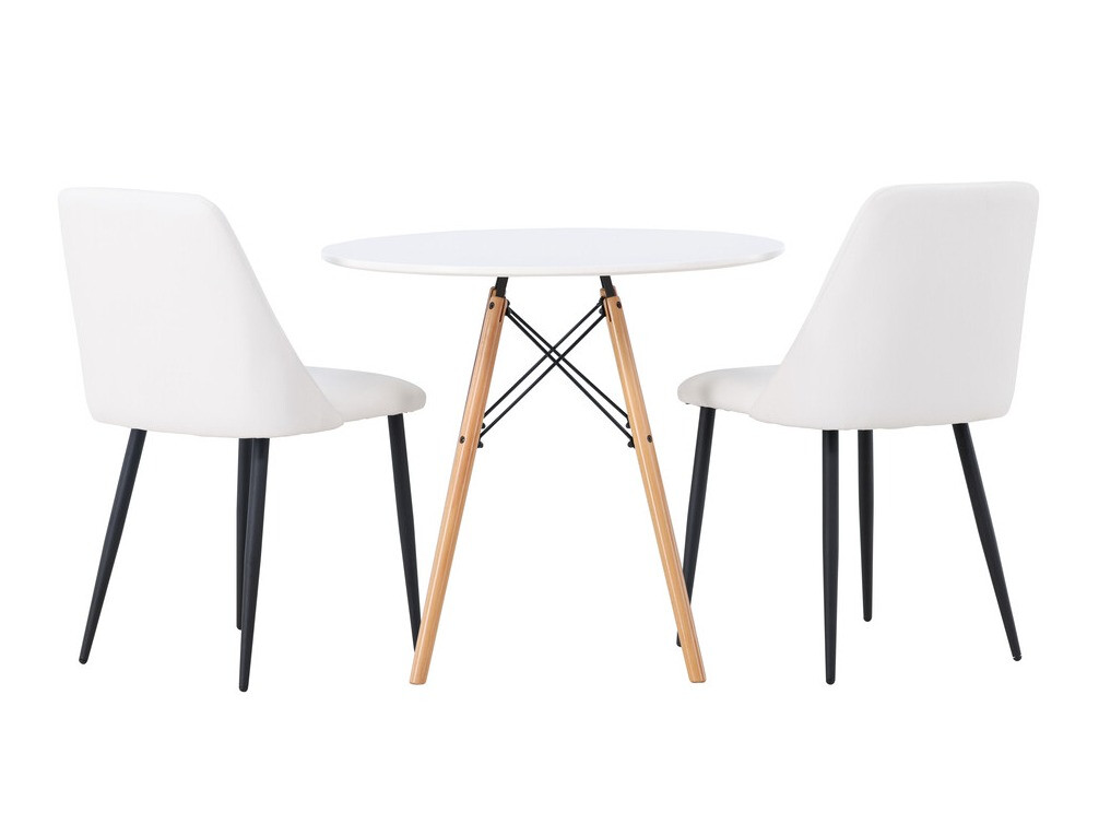 Conjunto de mesas y sillas para comedor Dallas 4245 (Blanco + Negro)
