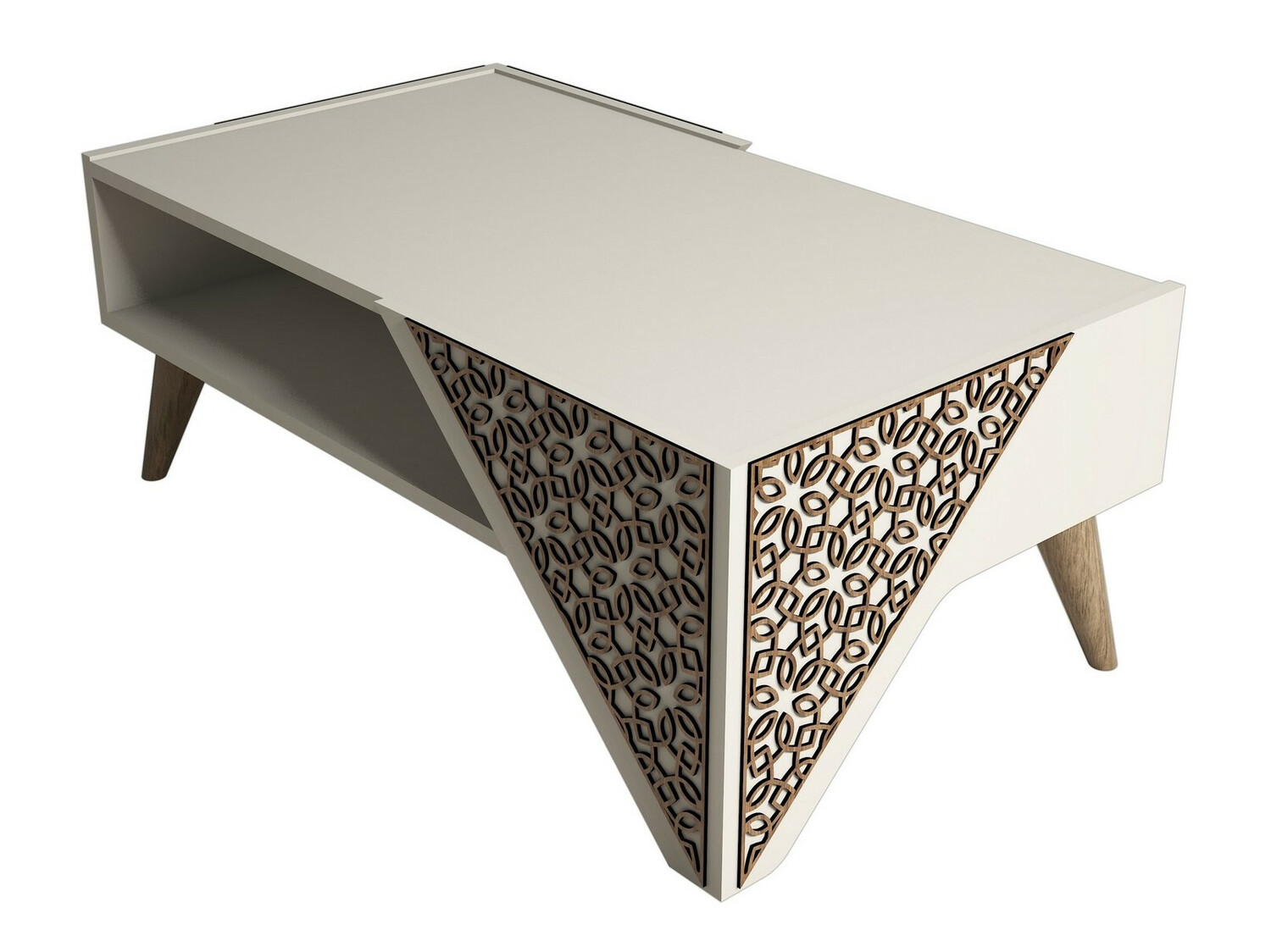 Mesa de centro Kailua 1375 (Crema + Luminoso madera)