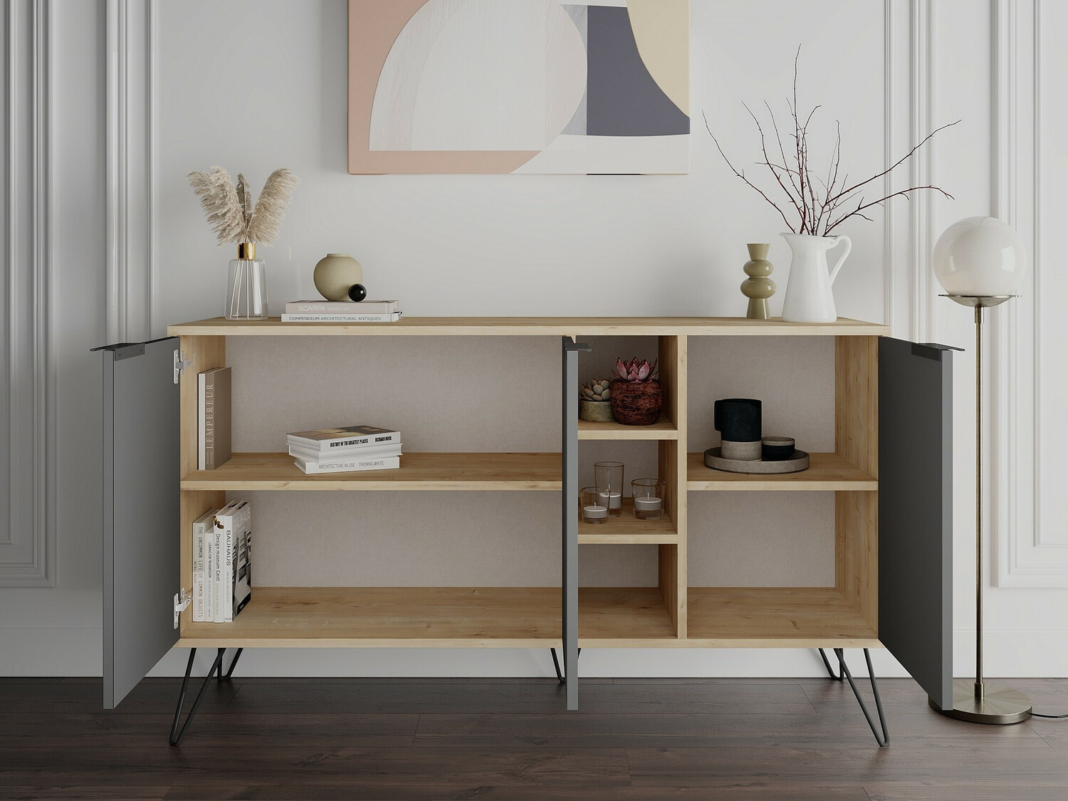 Aparador Kailua 1390 (Antracita + Roble)