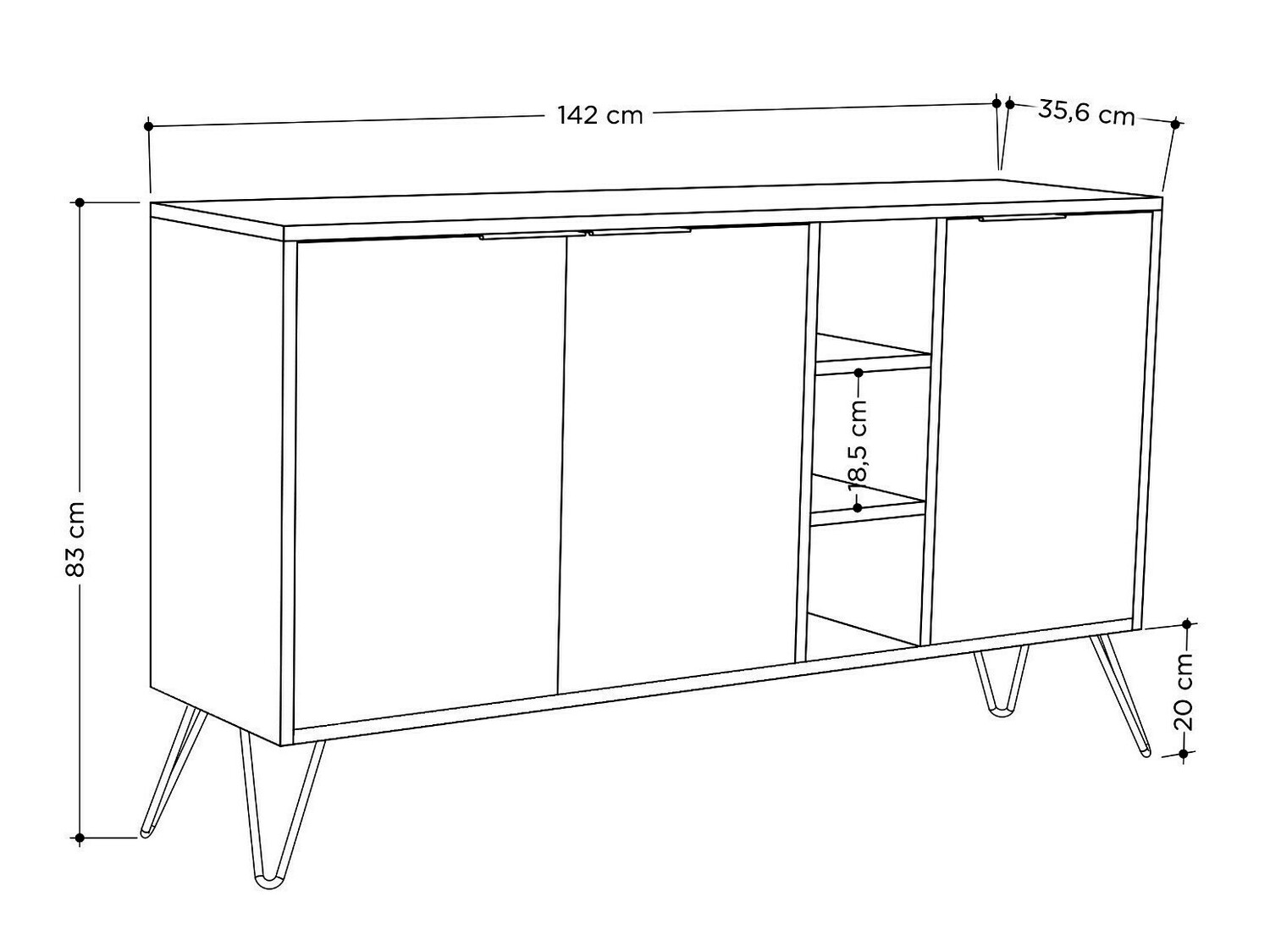 Aparador Kailua 1390 (Blanco)