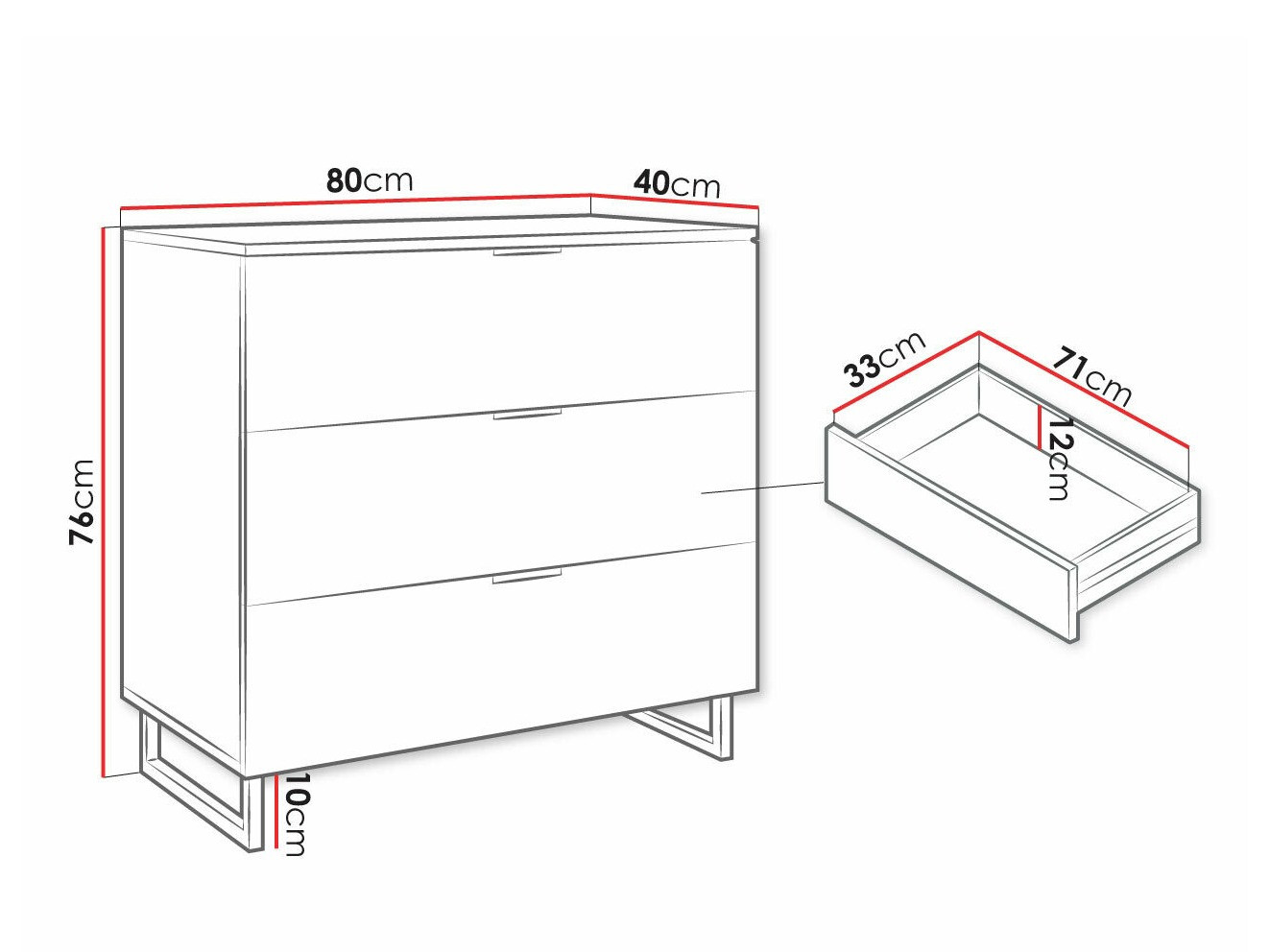 Cómoda Sarasota 177 (Negro + Grafito)